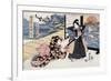 Act Two: Man with Sword and Fan Standing next to a Woman, Japanese Wood-Cut Print-Lantern Press-Framed Premium Giclee Print