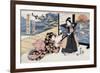 Act Two: Man with Sword and Fan Standing next to a Woman, Japanese Wood-Cut Print-Lantern Press-Framed Premium Giclee Print