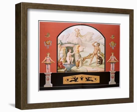 Actaeon Discovers the Goddess Diana at Her Bath, Reconstruction of a Fresco-Vincenzo Loria-Framed Giclee Print