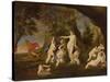 Actaeon Metamorphoses into a Stag (Oil on Canvas)-Francesco Albani-Stretched Canvas