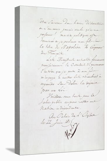 Acte d'abdication de Napoléon, 22 juin 1815-null-Stretched Canvas