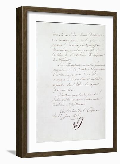 Acte d'abdication de Napoléon, 22 juin 1815-null-Framed Giclee Print