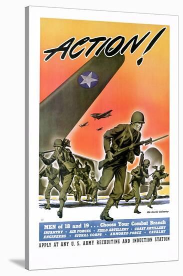Action! Army Recruitment Poster-null-Stretched Canvas