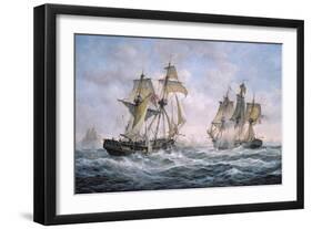 Action Between U.S. Sloop-Of-War "Wasp" and H.M. Brig-Of-War "Frolic", 1812-Richard Willis-Framed Giclee Print