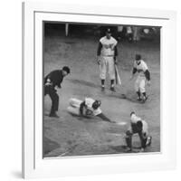 Action During a Game Between the Brooklyn Dodgers and the Milwaukee Braves at Ebbet's Field-Ralph Morse-Framed Premium Photographic Print