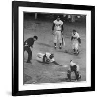 Action During a Game Between the Brooklyn Dodgers and the Milwaukee Braves at Ebbet's Field-Ralph Morse-Framed Premium Photographic Print