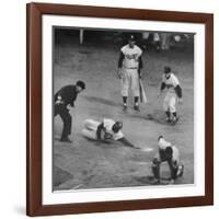 Action During a Game Between the Brooklyn Dodgers and the Milwaukee Braves at Ebbet's Field-Ralph Morse-Framed Premium Photographic Print