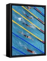 Action During Women's Backstroke Race, Athens, Greece-Paul Sutton-Framed Stretched Canvas