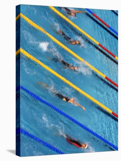 Action During Women's Backstroke Race, Athens, Greece-Paul Sutton-Stretched Canvas