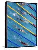 Action During Women's Backstroke Race, Athens, Greece-Paul Sutton-Framed Stretched Canvas