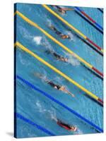 Action During Women's Backstroke Race, Athens, Greece-Paul Sutton-Stretched Canvas