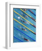 Action During Women's Backstroke Race, Athens, Greece-Paul Sutton-Framed Photographic Print