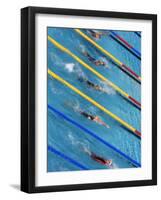 Action During Women's Backstroke Race, Athens, Greece-Paul Sutton-Framed Photographic Print