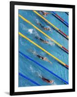 Action During Women's Backstroke Race, Athens, Greece-Paul Sutton-Framed Photographic Print