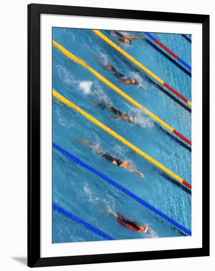 Action During Women's Backstroke Race, Athens, Greece-Paul Sutton-Framed Photographic Print