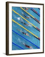 Action During Women's Backstroke Race, Athens, Greece-Paul Sutton-Framed Photographic Print