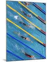 Action During Women's Backstroke Race, Athens, Greece-Paul Sutton-Mounted Photographic Print