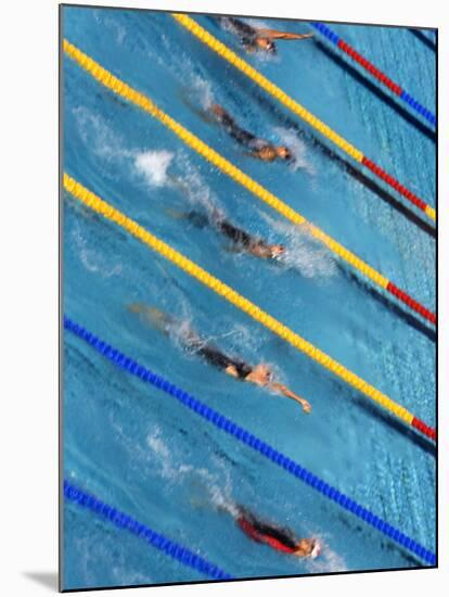 Action During Women's Backstroke Race, Athens, Greece-Paul Sutton-Mounted Photographic Print