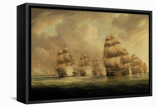 Action of Commodore Dance and the Comte de Linois off the Straits of Malacca, 15th February 1804-Thomas Buttersworth-Framed Stretched Canvas