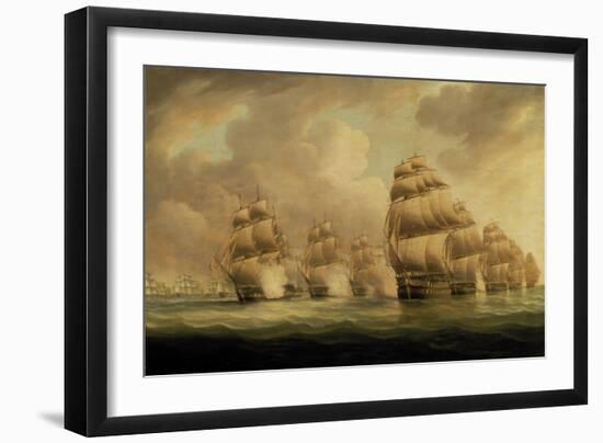 Action of Commodore Dance and the Comte de Linois off the Straits of Malacca, 15th February 1804-Thomas Buttersworth-Framed Giclee Print