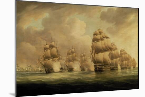 Action of Commodore Dance and the Comte de Linois off the Straits of Malacca, 15th February 1804-Thomas Buttersworth-Mounted Giclee Print