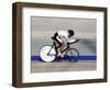 Action of Female Cyclist Competing on the Velodrome-null-Framed Photographic Print