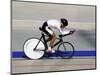 Action of Female Cyclist Competing on the Velodrome-null-Mounted Photographic Print