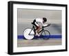 Action of Female Cyclist Competing on the Velodrome-null-Framed Photographic Print