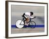 Action of Female Cyclist Competing on the Velodrome-null-Framed Photographic Print