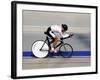 Action of Female Cyclist Competing on the Velodrome-null-Framed Photographic Print