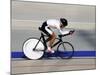 Action of Female Cyclist Competing on the Velodrome-null-Mounted Photographic Print