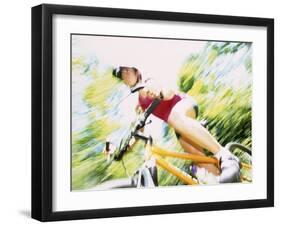 Action of Female Cyclist on Mountain Bike Riding Throught the Woods, Rutland, Vermont, USA-Chris Trotman-Framed Photographic Print