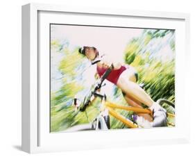 Action of Female Cyclist on Mountain Bike Riding Throught the Woods, Rutland, Vermont, USA-Chris Trotman-Framed Photographic Print