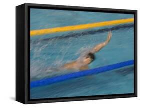 Action of Male Backstroke Swimmer, Athens, Greece-Paul Sutton-Framed Stretched Canvas
