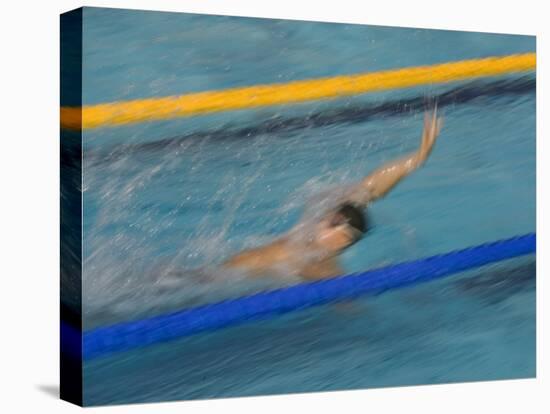 Action of Male Backstroke Swimmer, Athens, Greece-Paul Sutton-Stretched Canvas