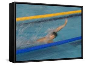 Action of Male Backstroke Swimmer, Athens, Greece-Paul Sutton-Framed Stretched Canvas