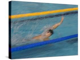 Action of Male Backstroke Swimmer, Athens, Greece-Paul Sutton-Stretched Canvas