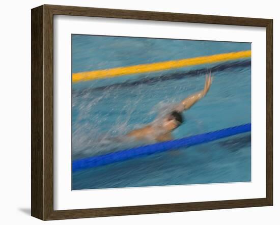 Action of Male Backstroke Swimmer, Athens, Greece-Paul Sutton-Framed Photographic Print