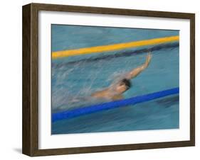 Action of Male Backstroke Swimmer, Athens, Greece-Paul Sutton-Framed Photographic Print