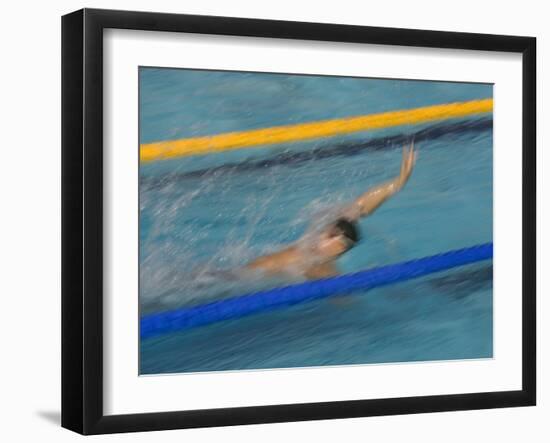 Action of Male Backstroke Swimmer, Athens, Greece-Paul Sutton-Framed Photographic Print