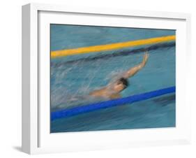 Action of Male Backstroke Swimmer, Athens, Greece-Paul Sutton-Framed Photographic Print