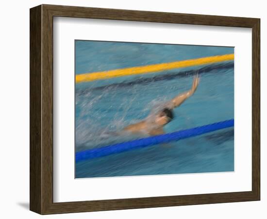 Action of Male Backstroke Swimmer, Athens, Greece-Paul Sutton-Framed Photographic Print