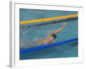 Action of Male Backstroke Swimmer, Athens, Greece-Paul Sutton-Framed Photographic Print