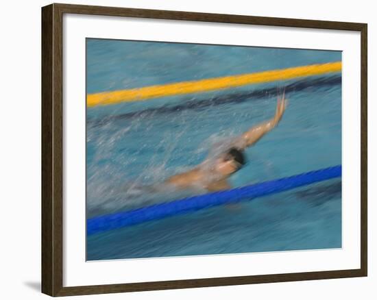 Action of Male Backstroke Swimmer, Athens, Greece-Paul Sutton-Framed Photographic Print