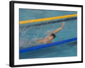 Action of Male Backstroke Swimmer, Athens, Greece-Paul Sutton-Framed Photographic Print