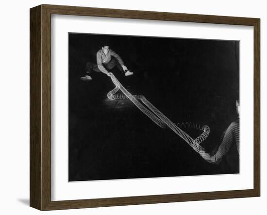 Action of Wave Mechanics of Light and Radio Illustrated by Use of Slinky Toy, MIT-Fritz Goro-Framed Photographic Print