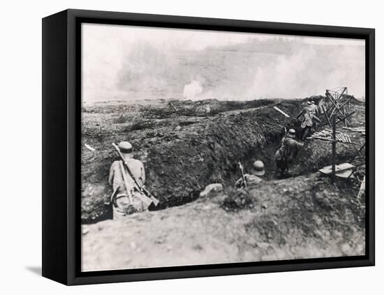 Action on the Western Front Photographed from German Trenches-null-Framed Stretched Canvas