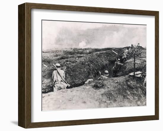 Action on the Western Front Photographed from German Trenches-null-Framed Photographic Print