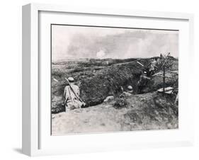 Action on the Western Front Photographed from German Trenches-null-Framed Photographic Print