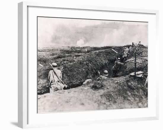 Action on the Western Front Photographed from German Trenches-null-Framed Photographic Print